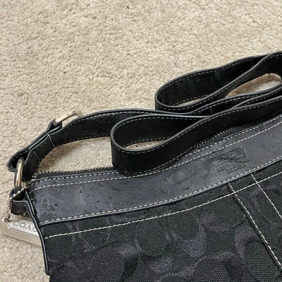 Coach Medium Black Monogram Shoulder Purse Leather Handle  M3U 10403 - Picture 5 of 8